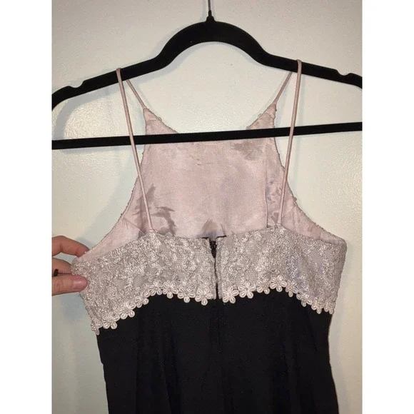 Vintage Lace Bodice Maxi Dress Sz S Floral Black Slit Whimsygoth HoCo Prom 90s - Picture 10 of 14